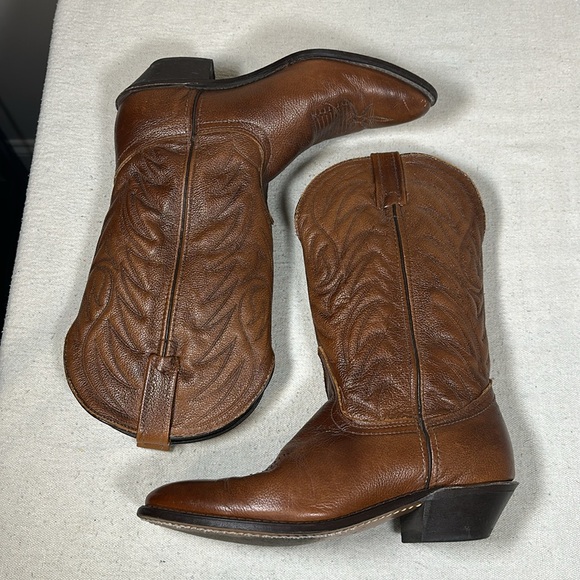 Brown Genuine Leather Almond Toe Brown Western Boots, Women’s Size 7.5 - Picture 10 of 13